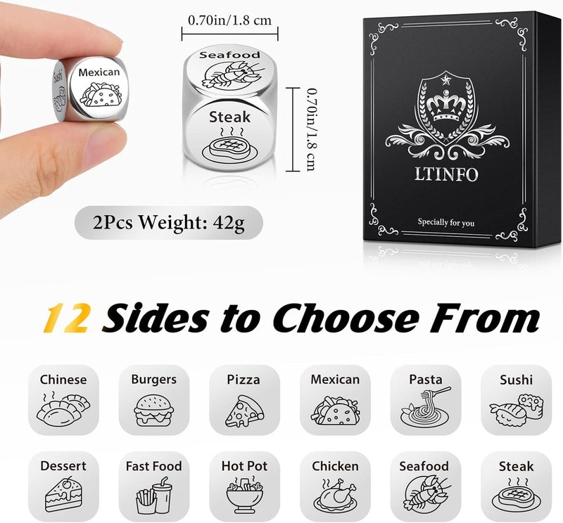 LTINFO Valentines Day Gifts for Him Her, Date Night Food Dice, Anniversary Valentines Day Gifts for Him/Her, Gifts for Men/Women/Boyfriend/Girlfriend - Image 3